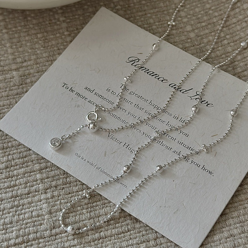 “Lumière Layer” S925 Sterling Silver Layered Bead Long Necklace - Image 4