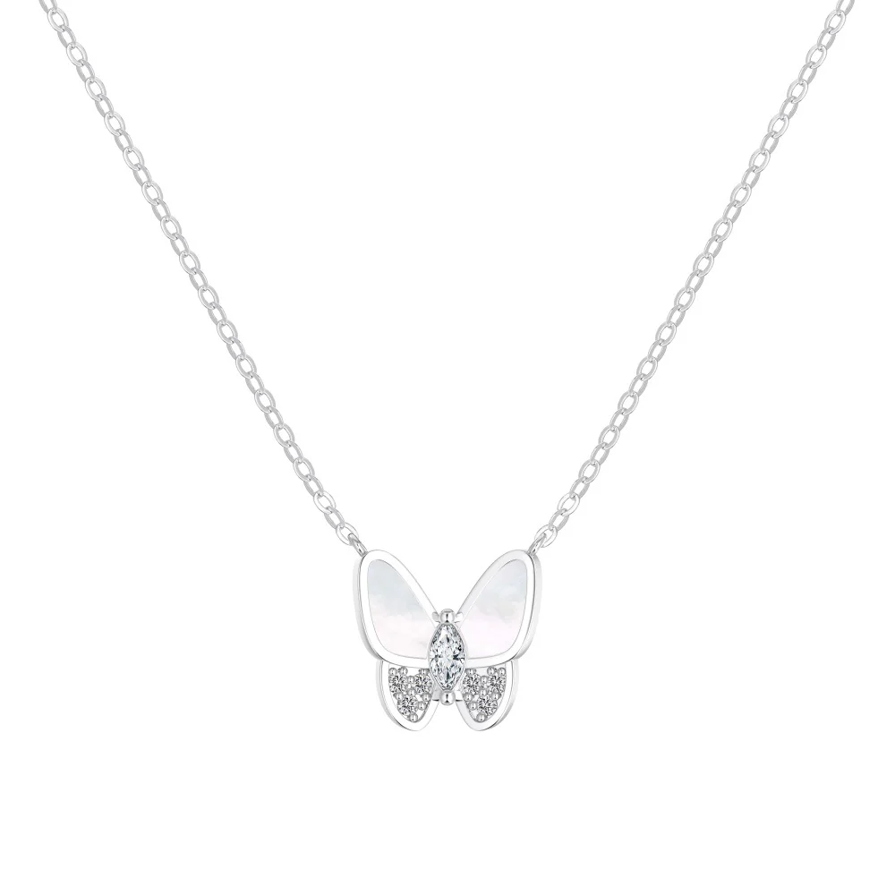 “Lumière Papillon” S925 Sterling Silver Mother-of-Pearl Butterfly Jewelry Set (Necklace, Bracelet, Earrings & Ring) - Image 2