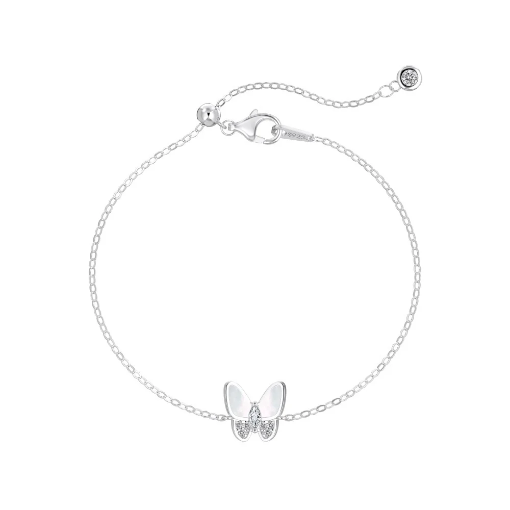 “Lumière Papillon” S925 Sterling Silver Mother-of-Pearl Butterfly Jewelry Set (Necklace, Bracelet, Earrings & Ring) - Image 3