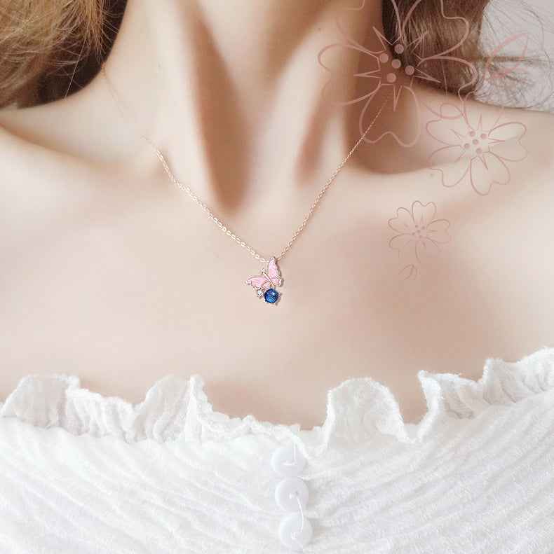“Butterfly Dream” 925 Sterling Silver Glass Bead Butterfly Necklace - Image 3