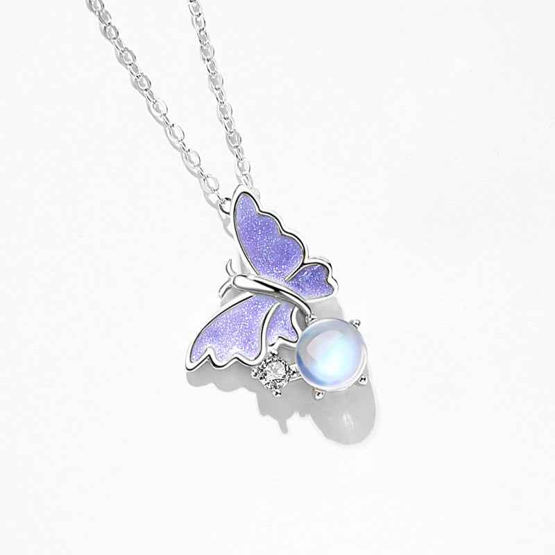 “Butterfly Dream” 925 Sterling Silver Glass Bead Butterfly Necklace - Image 4