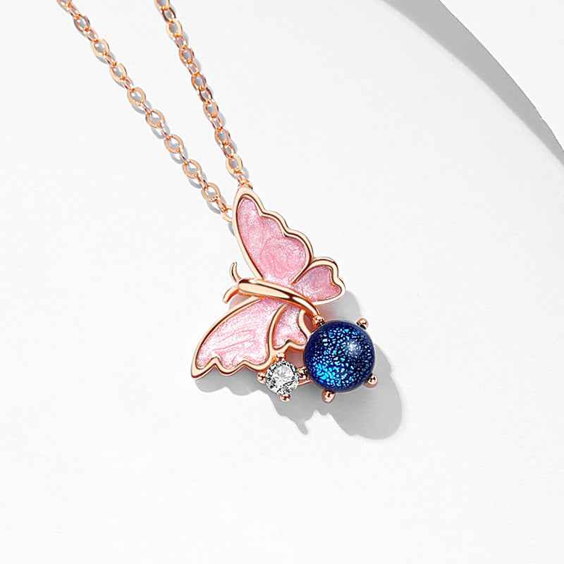 “Butterfly Dream” 925 Sterling Silver Glass Bead Butterfly Necklace - Image 5