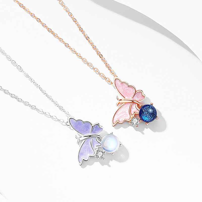 “Butterfly Dream” 925 Sterling Silver Glass Bead Butterfly Necklace - Image 6