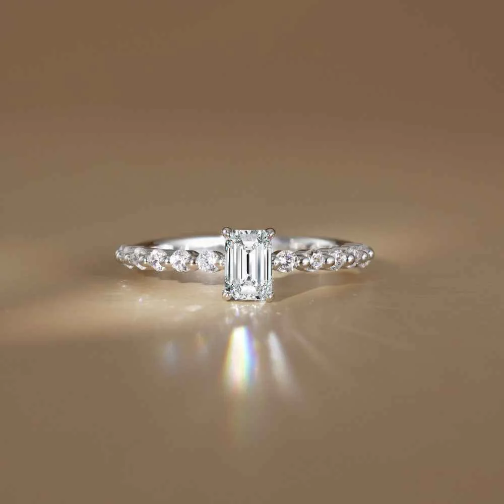 “Luminous Promise” 925 Sterling Silver 0.6CT Emerald-Cut Moissanite Ring - Image 3