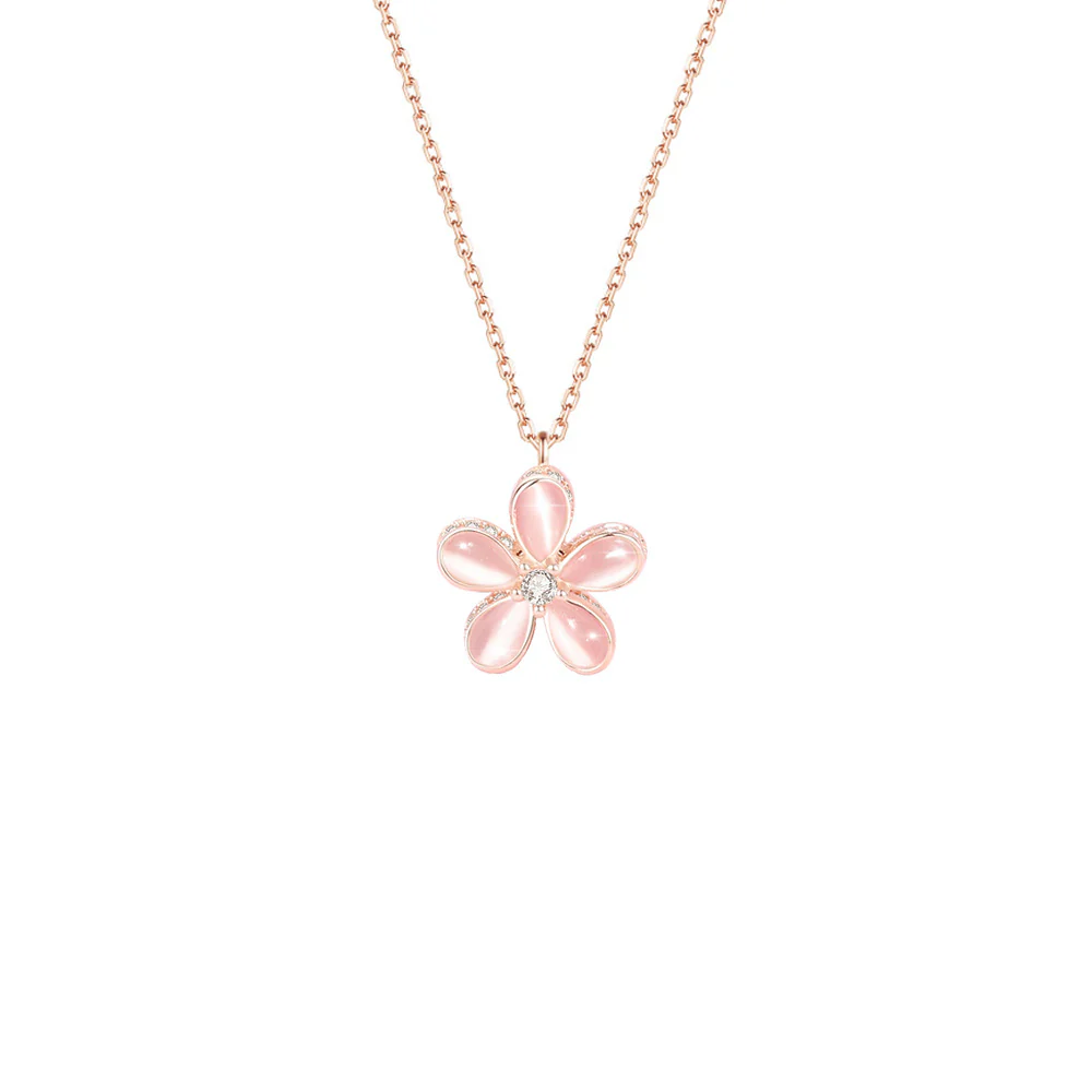Luna Bloom Spin 925 Sterling Silver Rotating Flower Necklace - Image 3