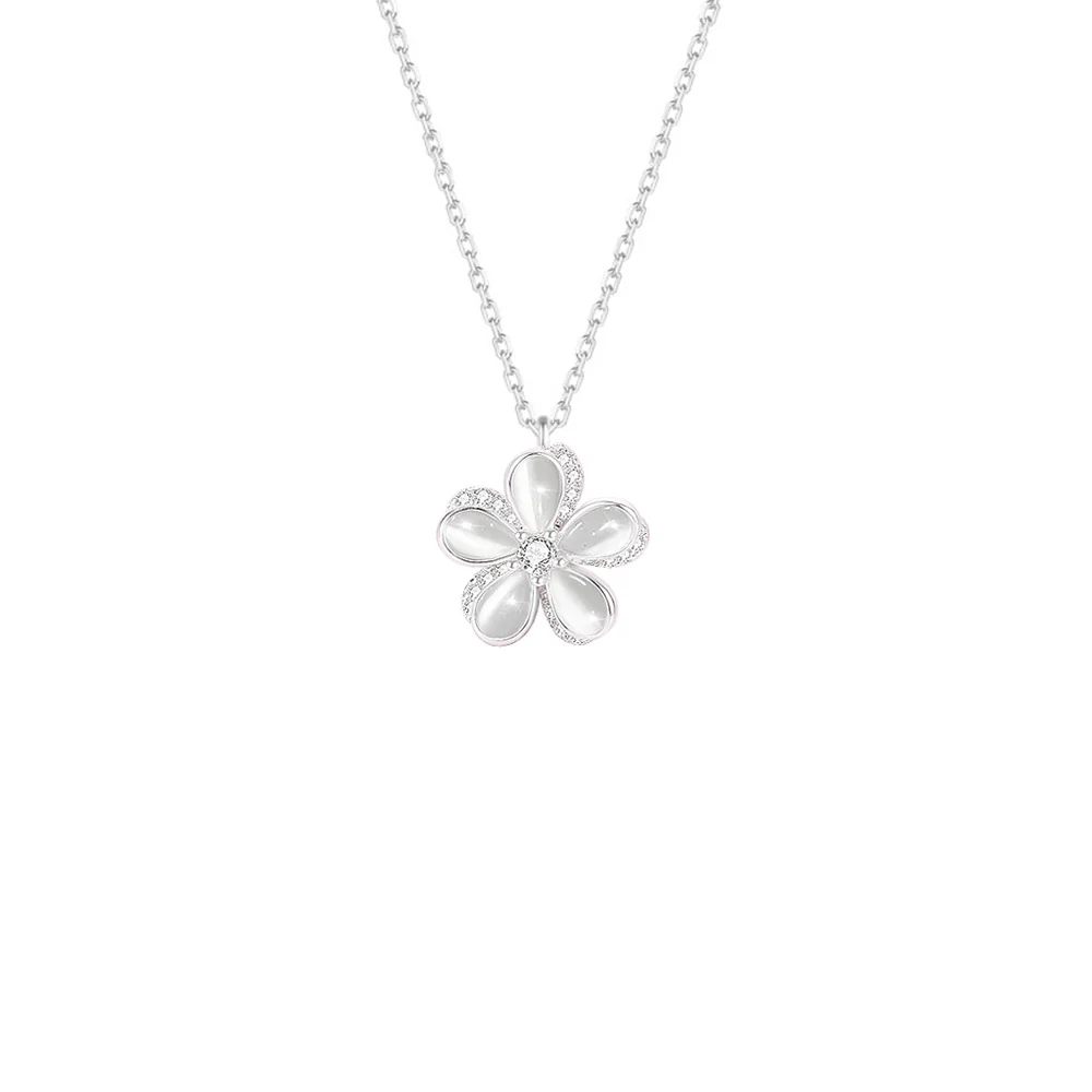 Luna Bloom Spin 925 Sterling Silver Rotating Flower Necklace - Image 4