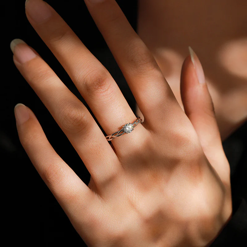 “Luna Braid” 925 Sterling Silver Solitaire Ring - Image 2