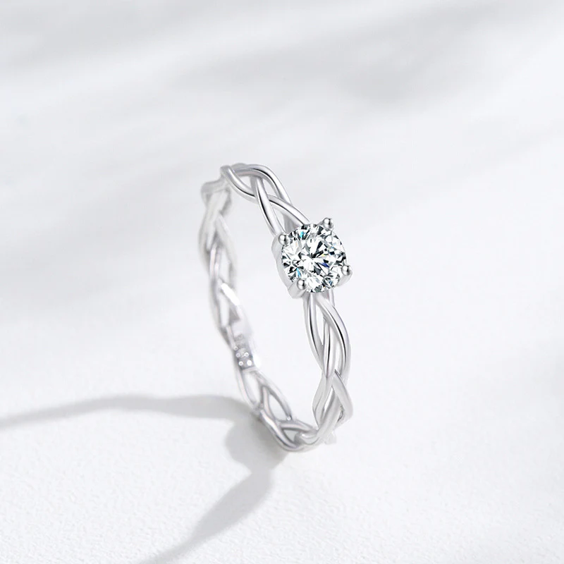 “Luna Braid” 925 Sterling Silver Solitaire Ring - Image 3