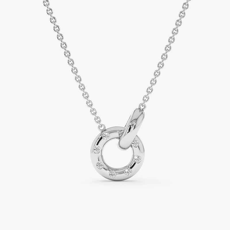 “Luna Loop” 925 Sterling Silver Pavé Circle Pendant Necklace - Image 3