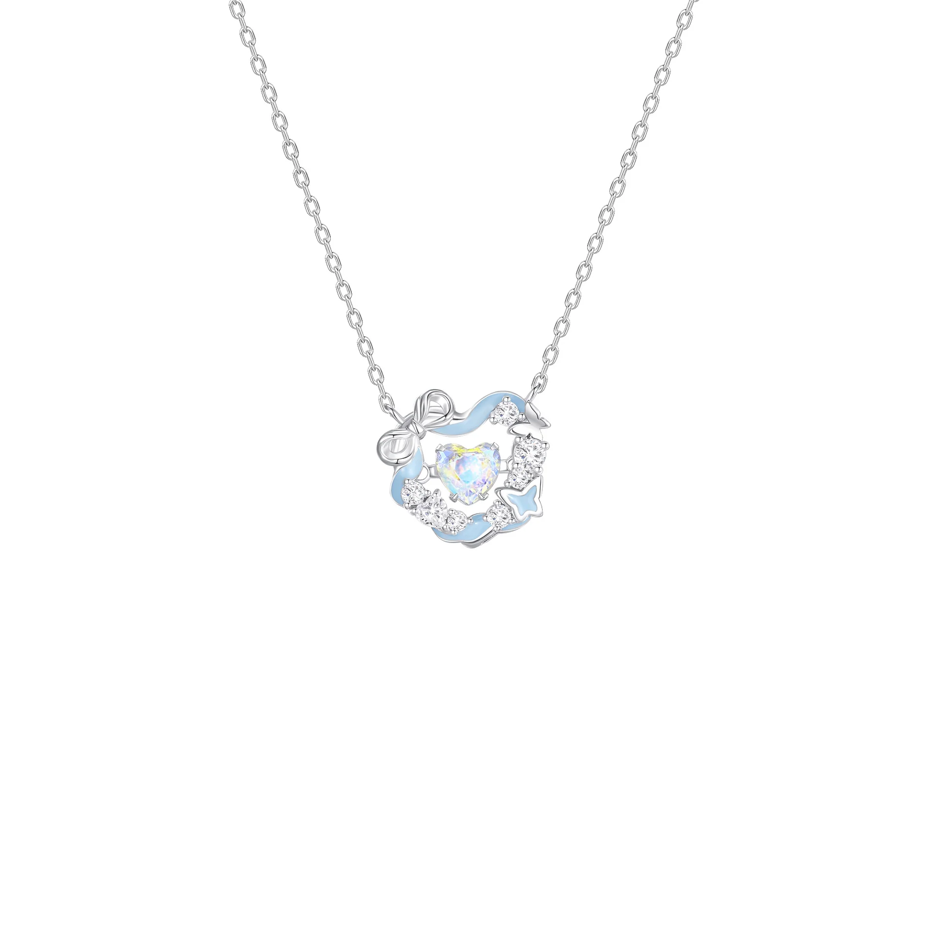 “Luna Pulse” 925 Sterling Silver Glow Heart Wreath Necklace