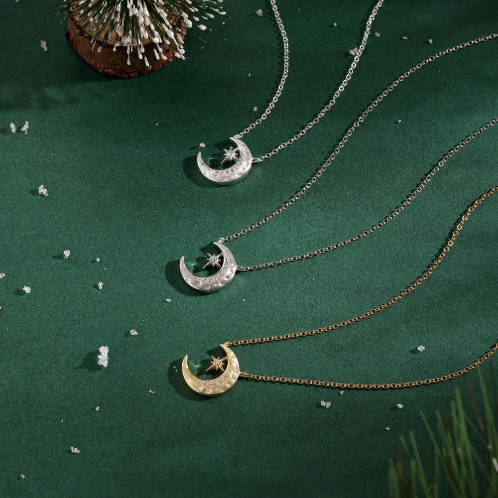 "Lunar Glow" S925 Sterling Silver Moon Pendant Necklace