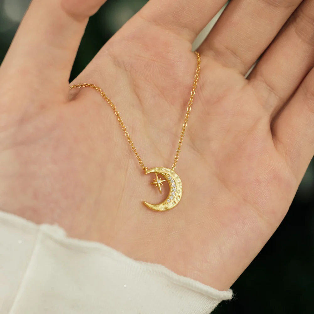"Lunar Glow" S925 Sterling Silver Moon Pendant Necklace - Image 3