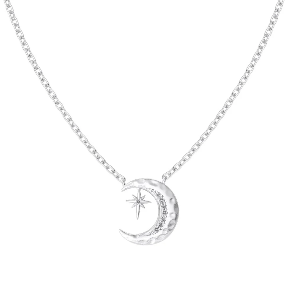 "Lunar Glow" S925 Sterling Silver Moon Pendant Necklace - Image 4