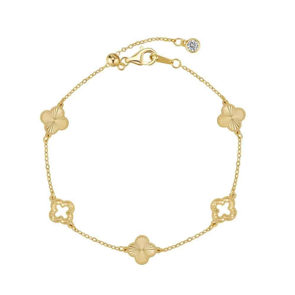 “Luster Clover” 925 Sterling Silver Laser-Cut Clover Necklace & Bracelet Set - Image 5