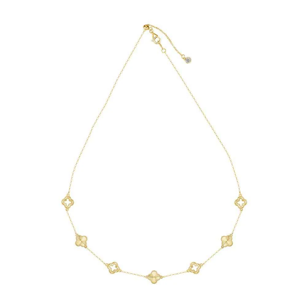 “Luster Clover” 925 Sterling Silver Laser-Cut Clover Necklace & Bracelet Set - Image 6