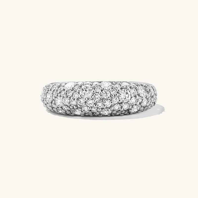 "Luxe Aurora" 925 Sterling Silver Pavé Wide-Band Ring - Image 3