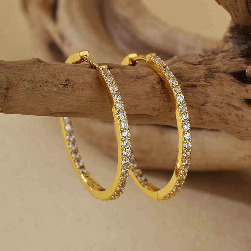 “Luxe Halo” 925 Sterling Silver Full-Pavé Large Hoop Earrings - Image 4