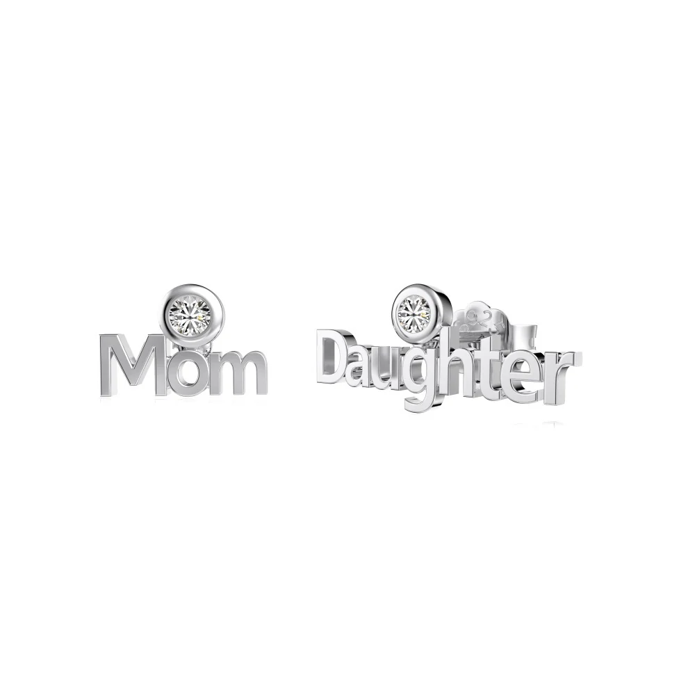 “Mama Link” S925 Sterling Silver Pavé Mom Jewelry Set (Necklace & Earrings) - Image 9