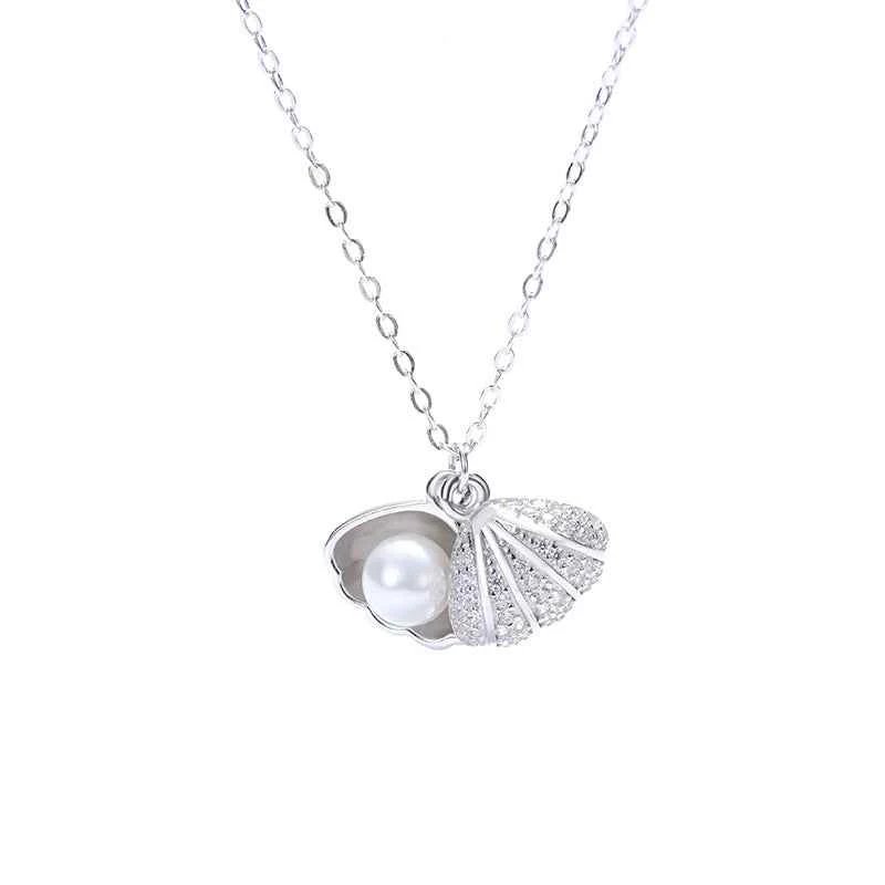“Marina Pearl” S925 Sterling Silver Shell Pearl Necklace