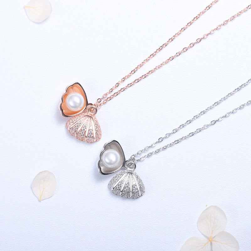 “Marina Pearl” S925 Sterling Silver Shell Pearl Necklace - Image 2