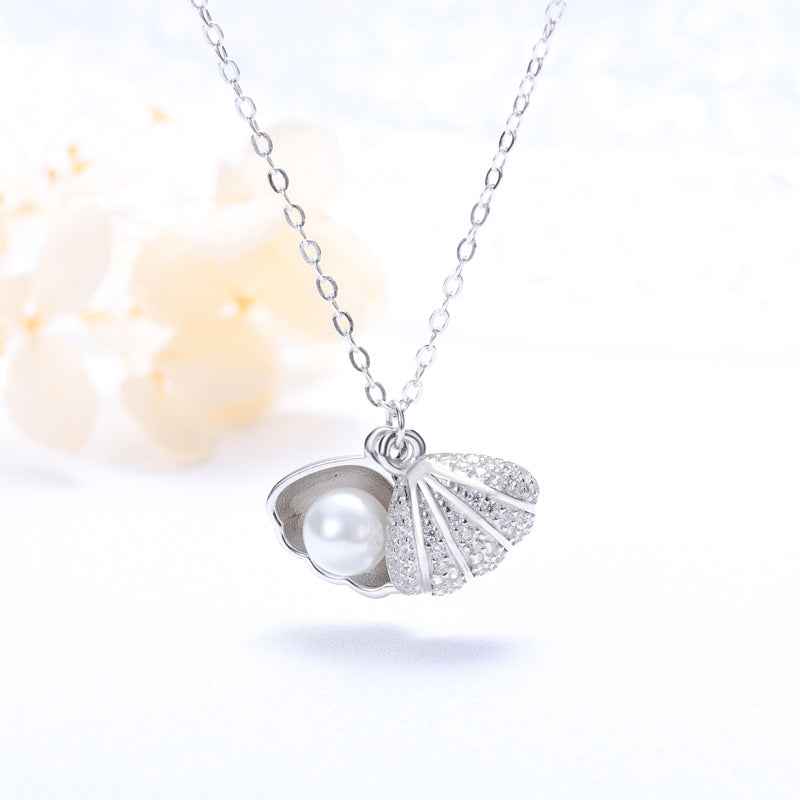 “Marina Pearl” S925 Sterling Silver Shell Pearl Necklace - Image 4