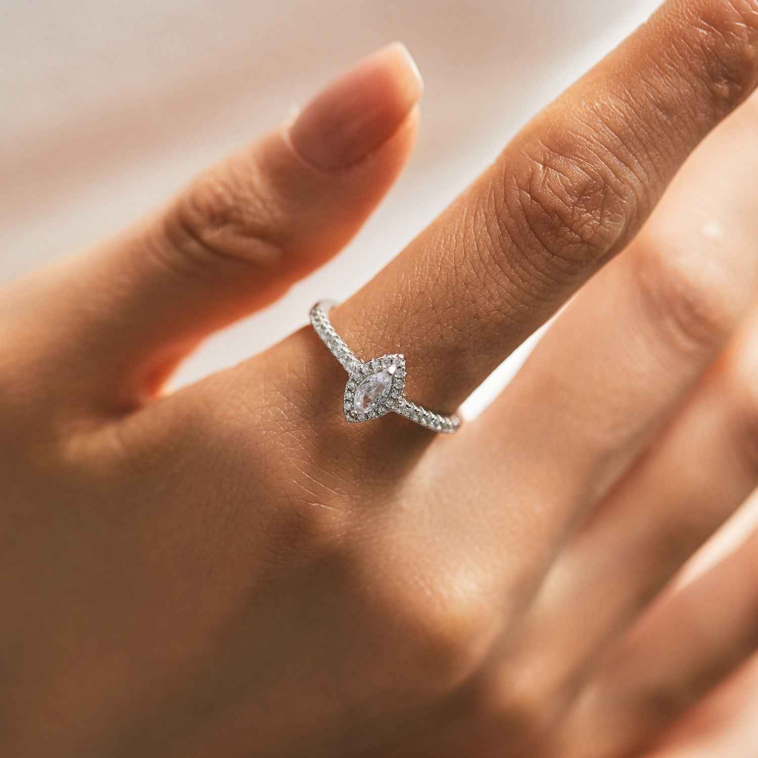 “Marquise Halo” 925 Sterling Silver Pavé Ring - Image 2