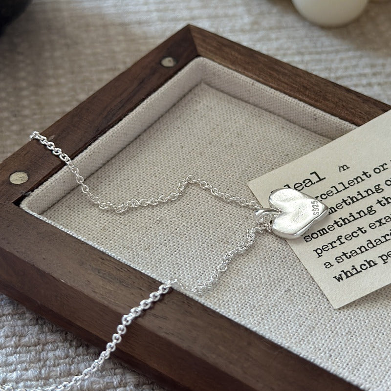 "Matte Heart" S925 Sterling Silver Necklace - Image 2