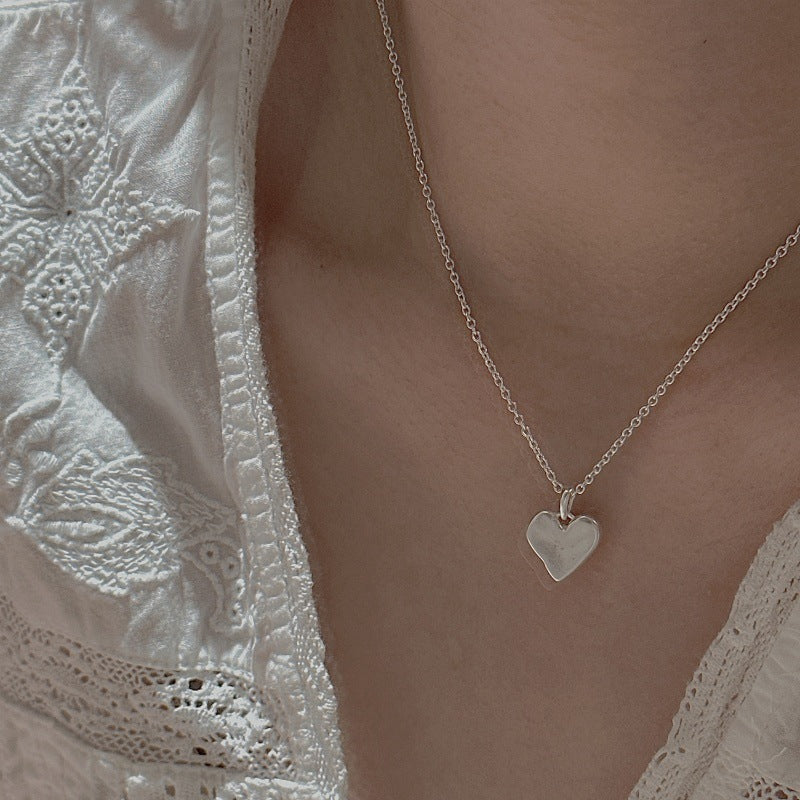 "Matte Heart" S925 Sterling Silver Necklace - Image 3