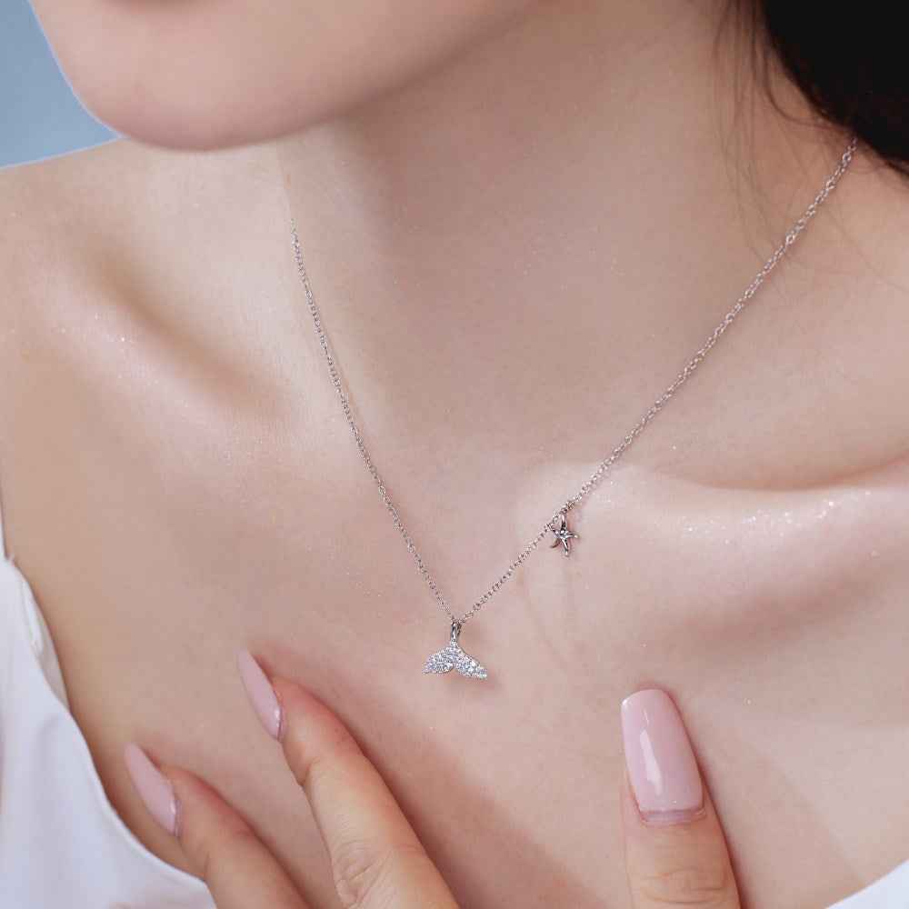 "Mermaid's Embrace" 925 Sterling Silver Starfish Necklace – Ocean's Whisper - Image 3