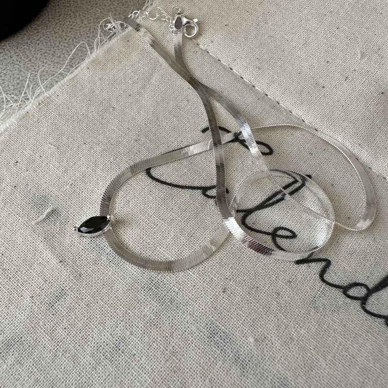 "Midnight Spark" 925 Sterling Silver Zircon Necklace - Image 2