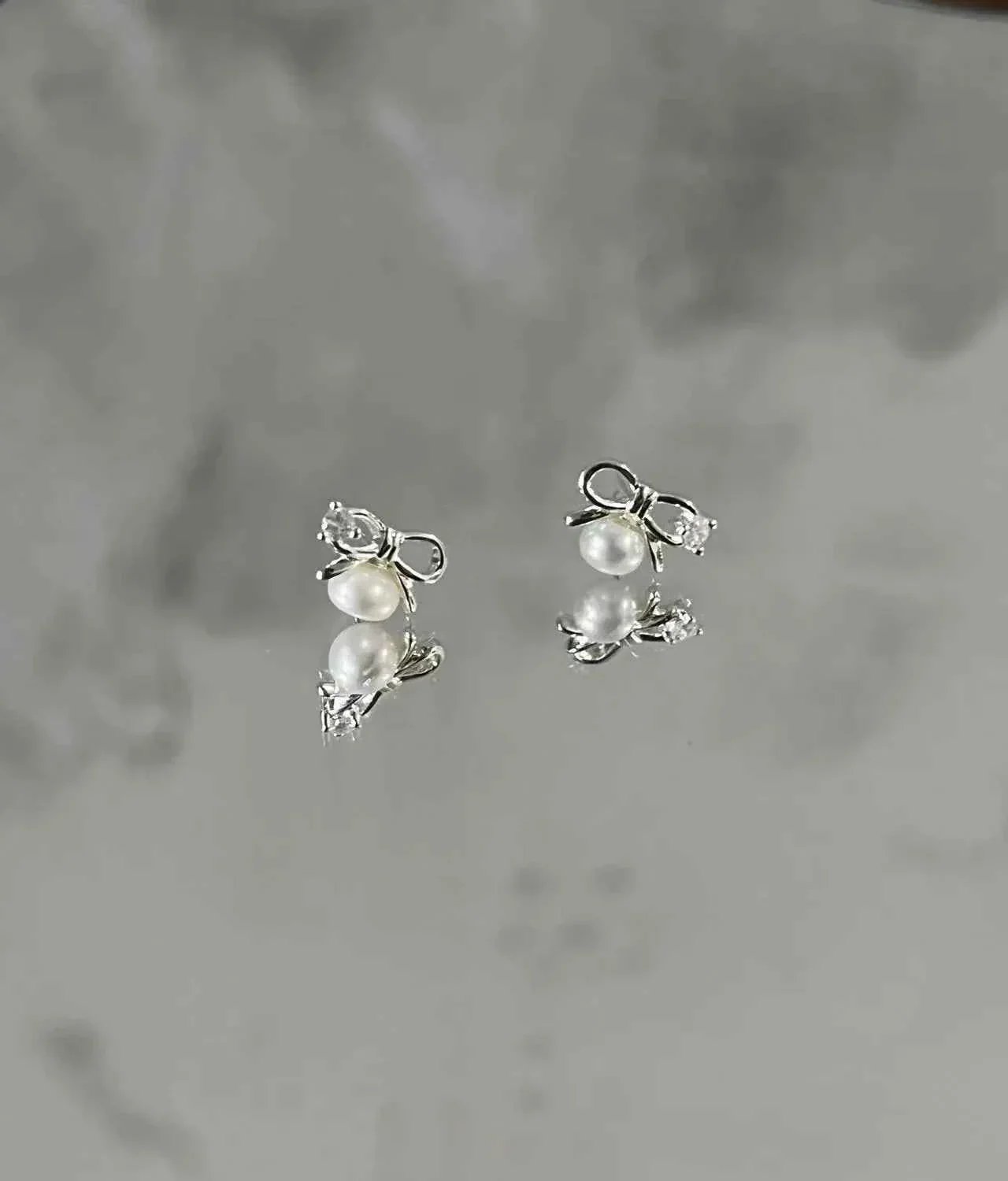 "Mini Bow Pearl" 925 Sterling Silver Stud Earrings - Sweet, Elegant, and Delicate - Image 3