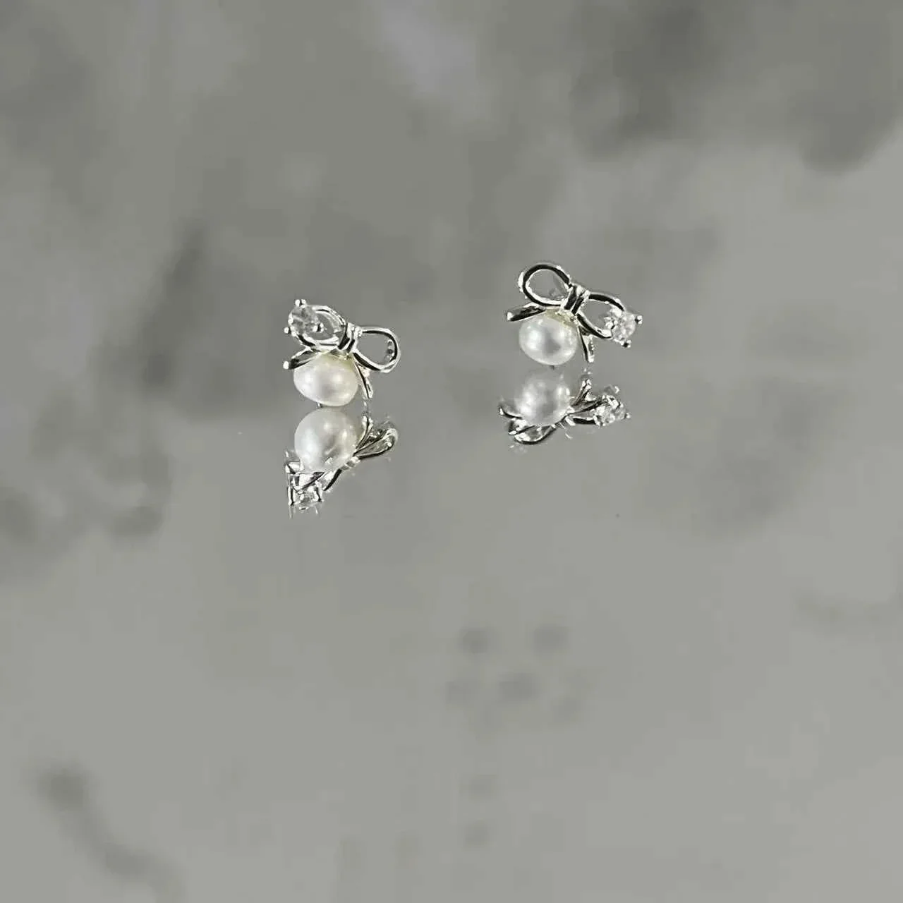 "Mini Bow Pearl" 925 Sterling Silver Stud Earrings - Sweet, Elegant, and Delicate - Image 4