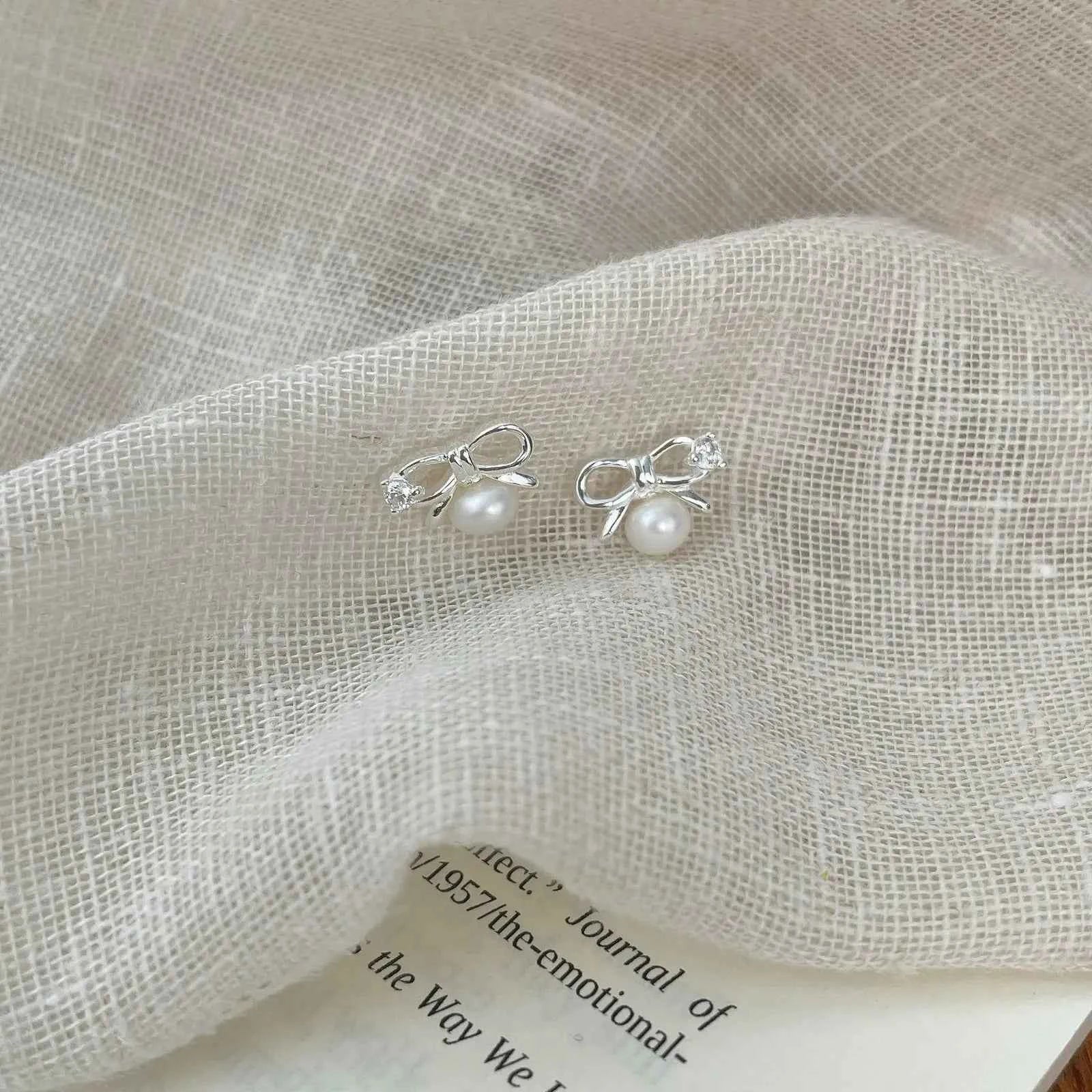 "Mini Bow Pearl" 925 Sterling Silver Stud Earrings - Sweet, Elegant, and Delicate - Image 5