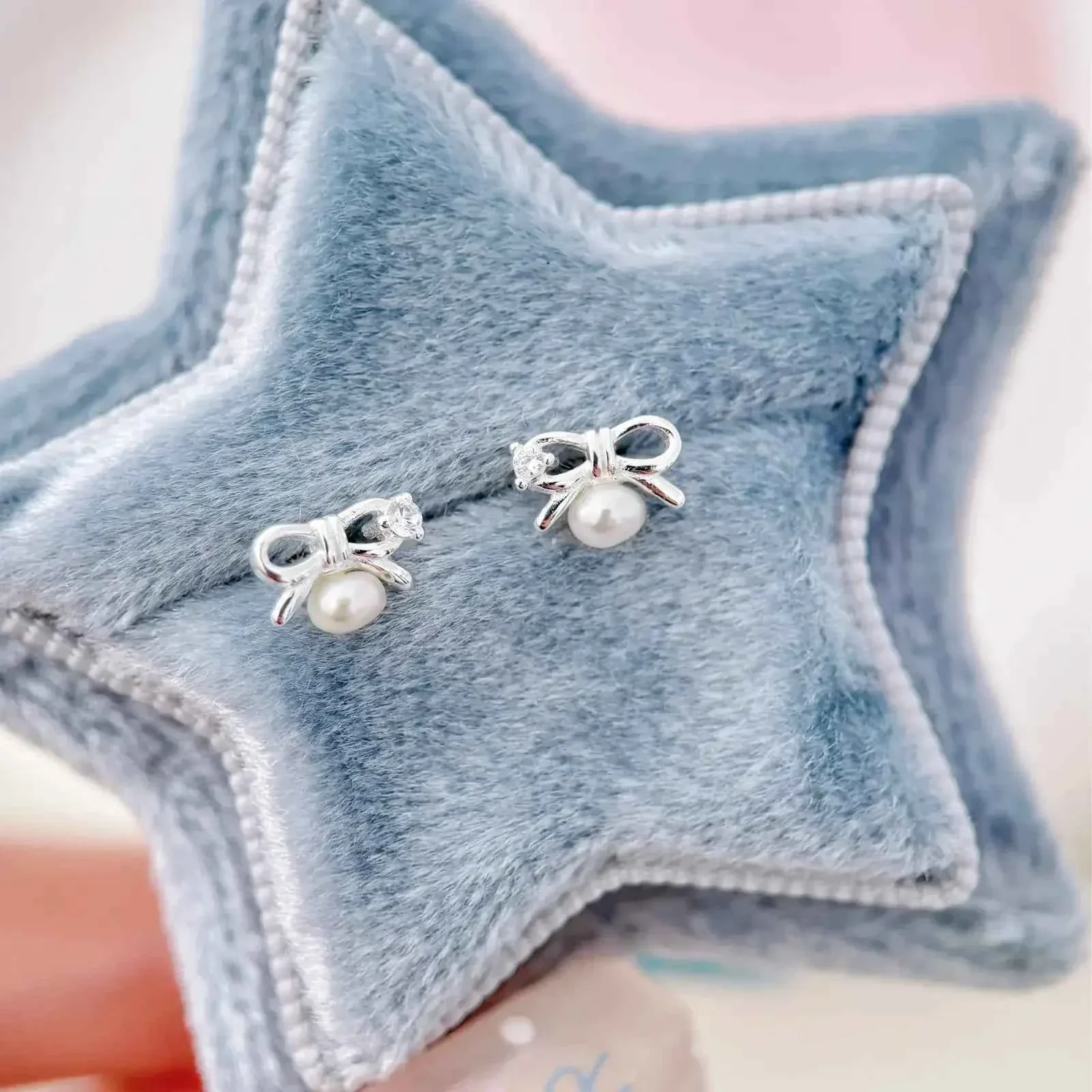 "Mini Bow Pearl" 925 Sterling Silver Stud Earrings - Sweet, Elegant, and Delicate - Image 7