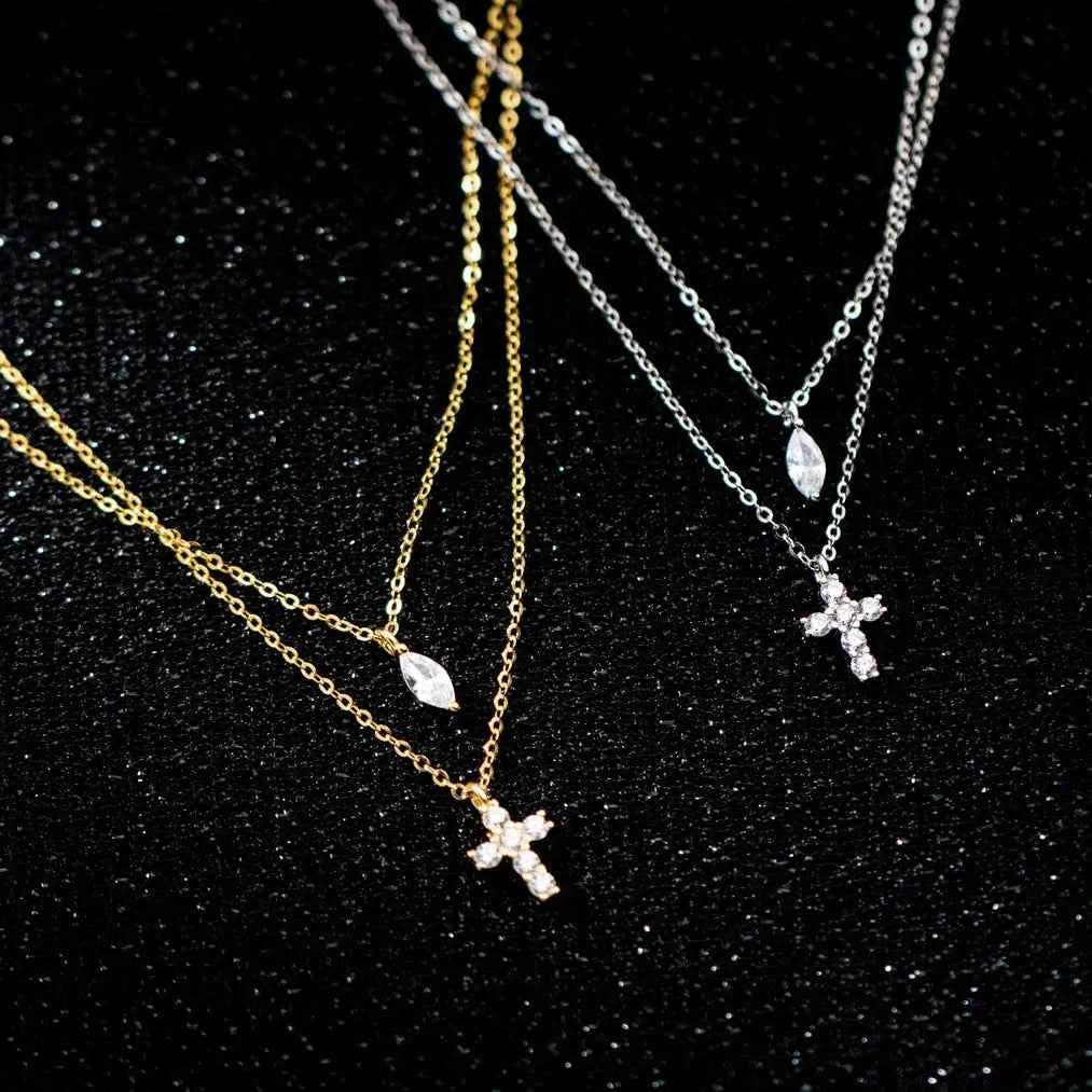 "Mini Double-Chain Cross" 925 Sterling Silver Necklace with 5A Zircon – Petite, Elegant, Faithful - Image 10