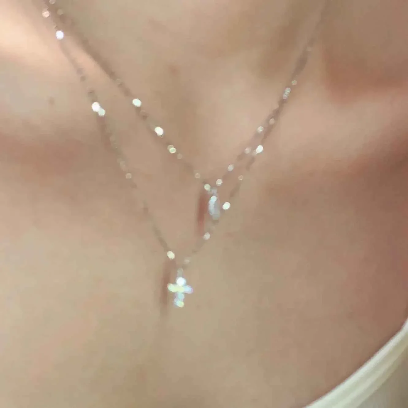 "Mini Double-Chain Cross" 925 Sterling Silver Necklace with 5A Zircon – Petite, Elegant, Faithful - Image 3
