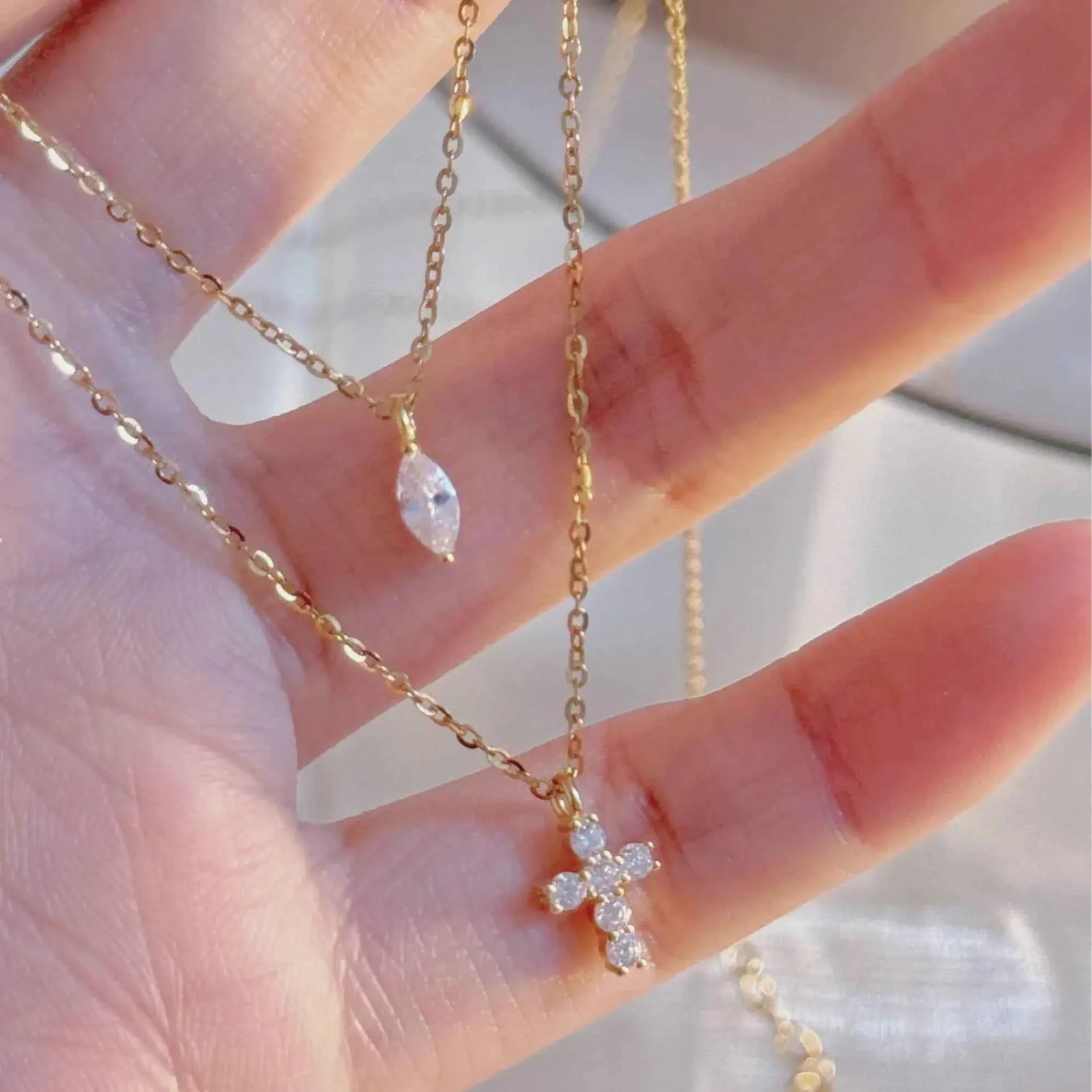 "Mini Double-Chain Cross" 925 Sterling Silver Necklace with 5A Zircon – Petite, Elegant, Faithful - Image 4