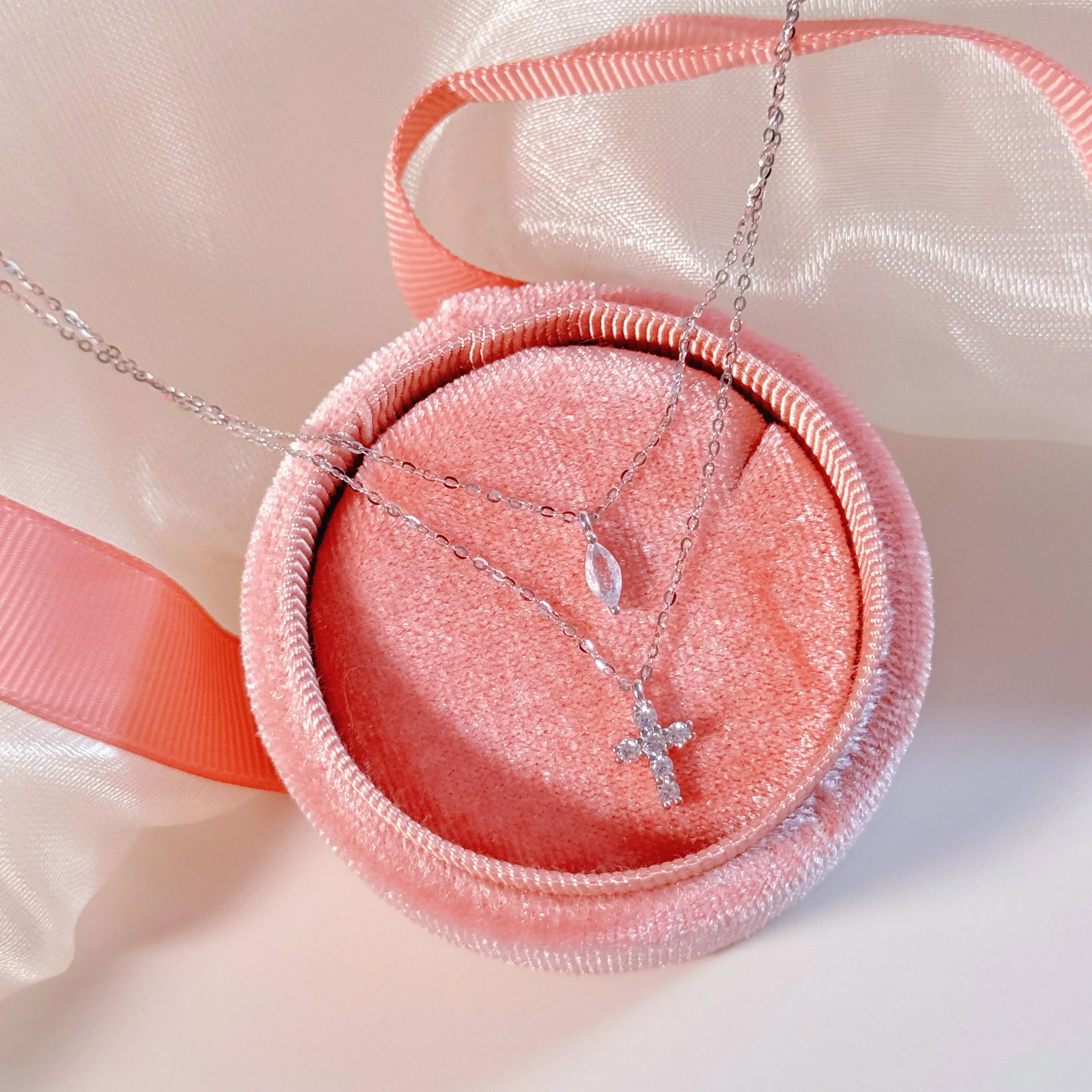 "Mini Double-Chain Cross" 925 Sterling Silver Necklace with 5A Zircon – Petite, Elegant, Faithful - Image 5