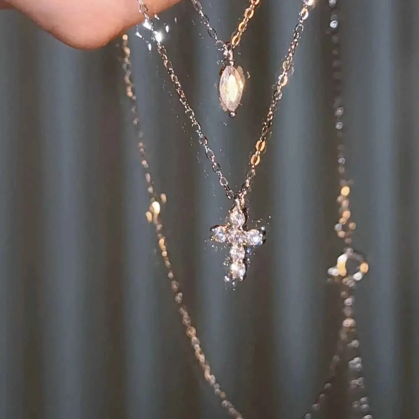 "Mini Double-Chain Cross" 925 Sterling Silver Necklace with 5A Zircon – Petite, Elegant, Faithful - Image 7