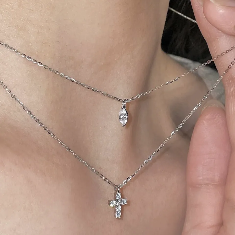 "Mini Double-Chain Cross" 925 Sterling Silver Necklace with 5A Zircon – Petite, Elegant, Faithful - Image 8