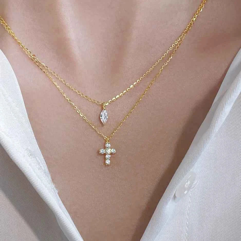"Mini Double-Chain Cross" 925 Sterling Silver Necklace with 5A Zircon – Petite, Elegant, Faithful - Image 9