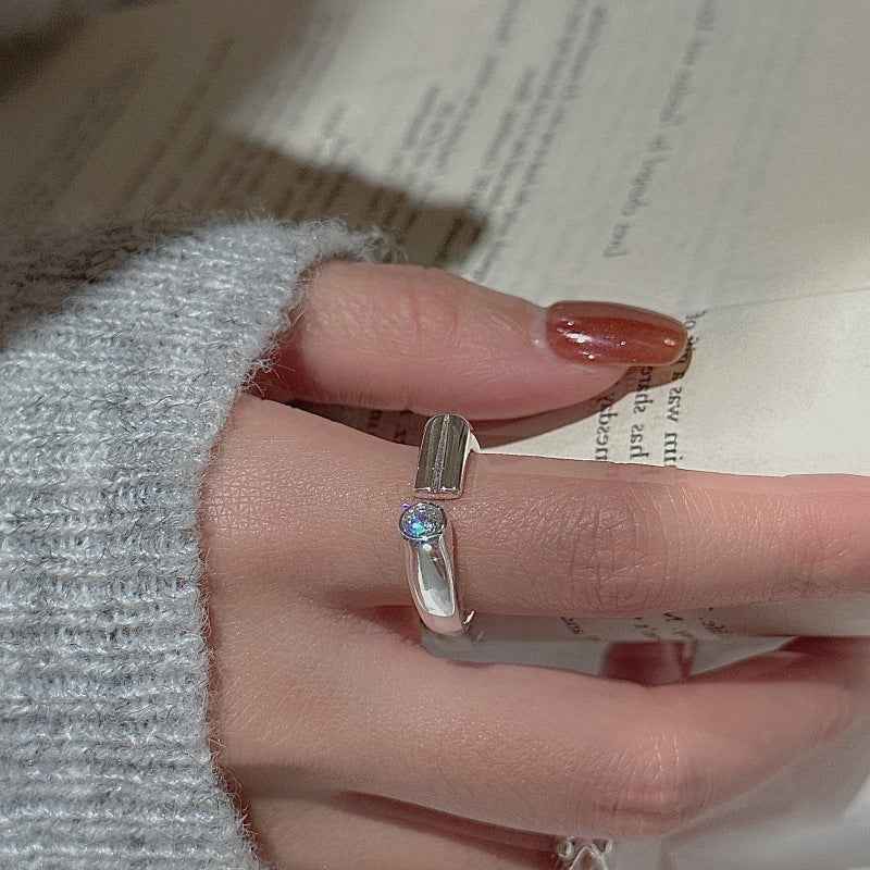“Minimal Arc” 925 Sterling Silver Open Zircon Ring - Image 2