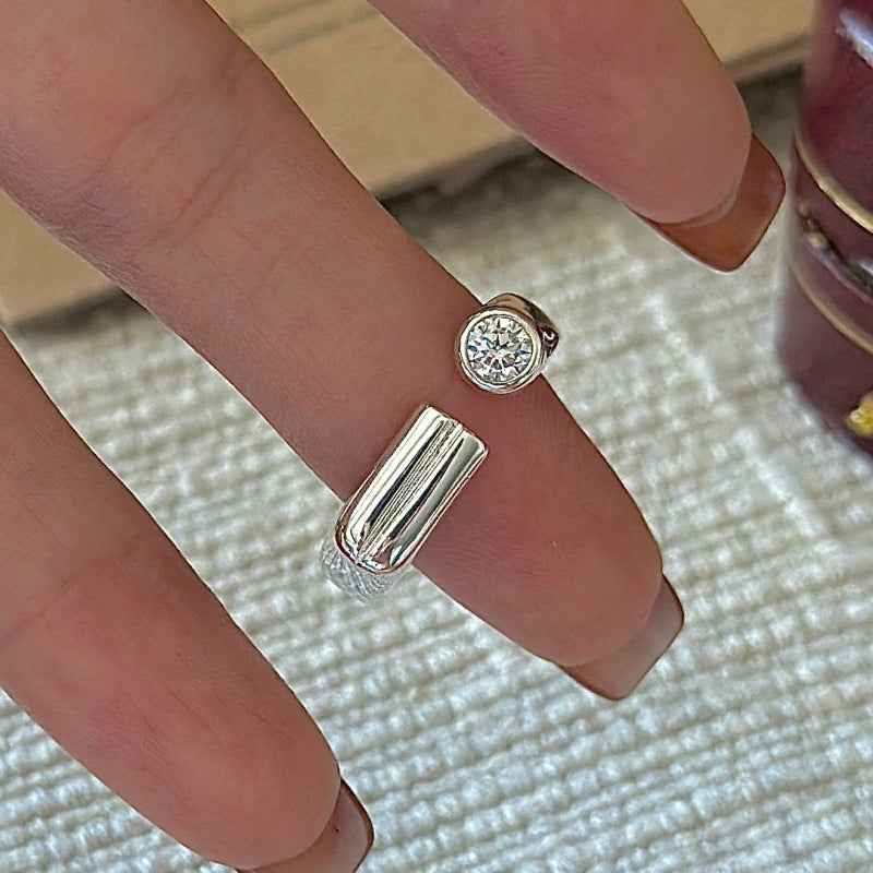 “Minimal Arc” 925 Sterling Silver Open Zircon Ring - Image 3