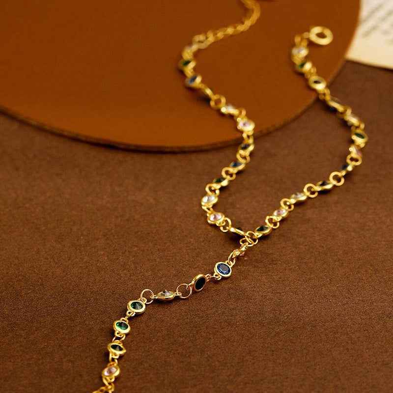 “Mirage Colors” 925 Sterling Silver Multi-Color Zircon Hand Chain Bracelet - Image 3