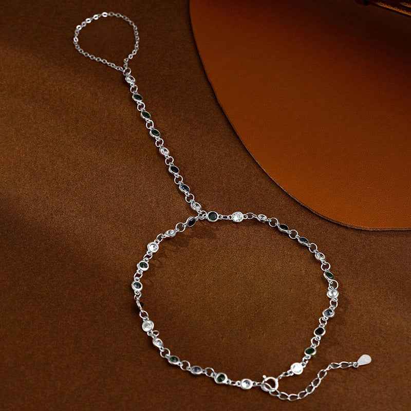 “Mirage Colors” 925 Sterling Silver Multi-Color Zircon Hand Chain Bracelet - Image 4