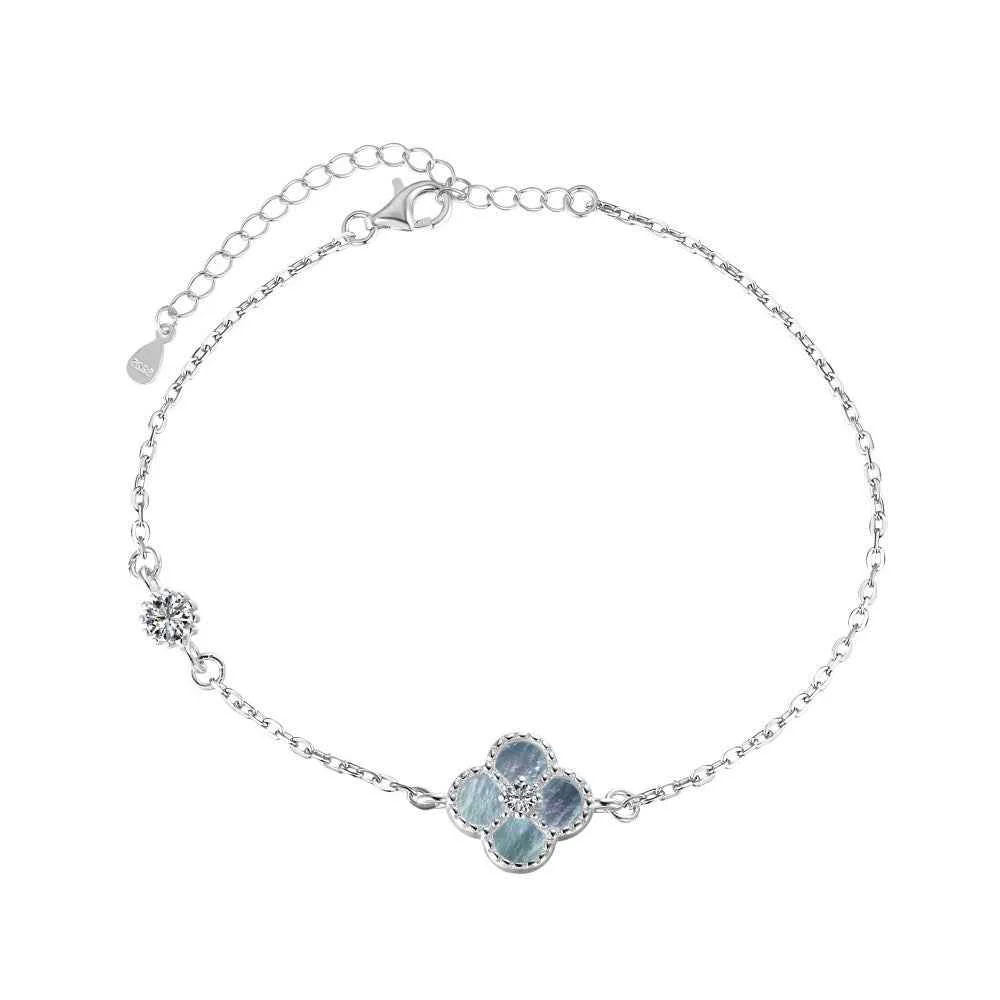 "Mist Petals" 925 Sterling Silver Mother-of-Pearl Clover Jewelry Set - Image 8