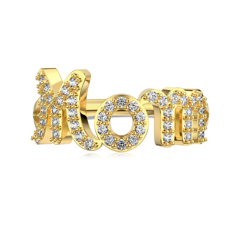 “Mom Radiance” S925 Sterling Silver Pavé MOM Ring