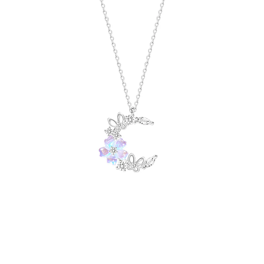 “Moon Sakura” S925 Sterling Silver Cherry Blossom Moon Jewelry Set - Image 2