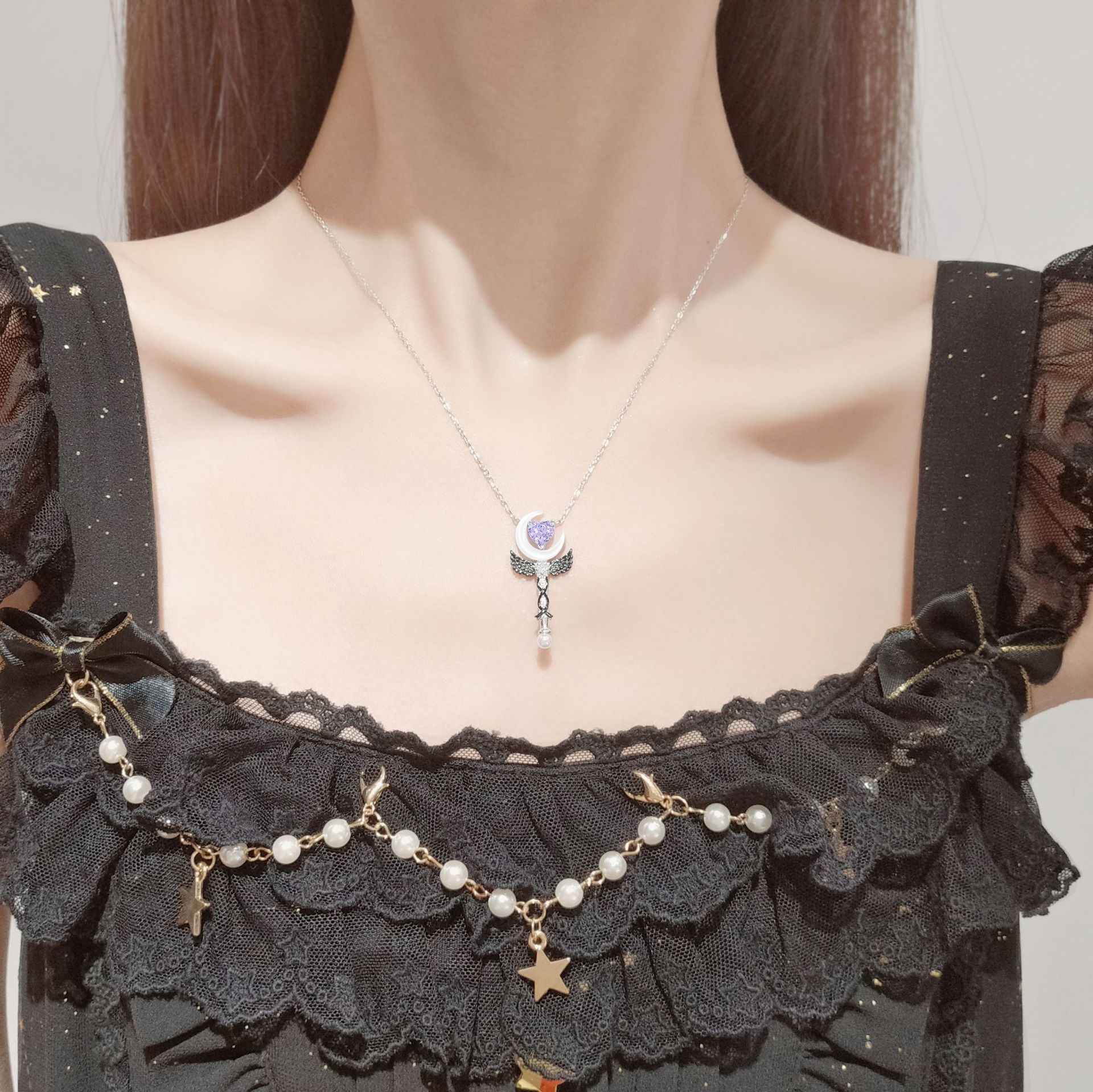 “Moonlight Arcana Wand” 925 Sterling Silver Necklace - Image 2