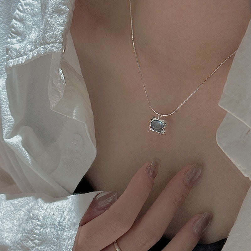 "Ocean Breeze" S925 Sterling Silver Aquamarine Necklace - Image 2